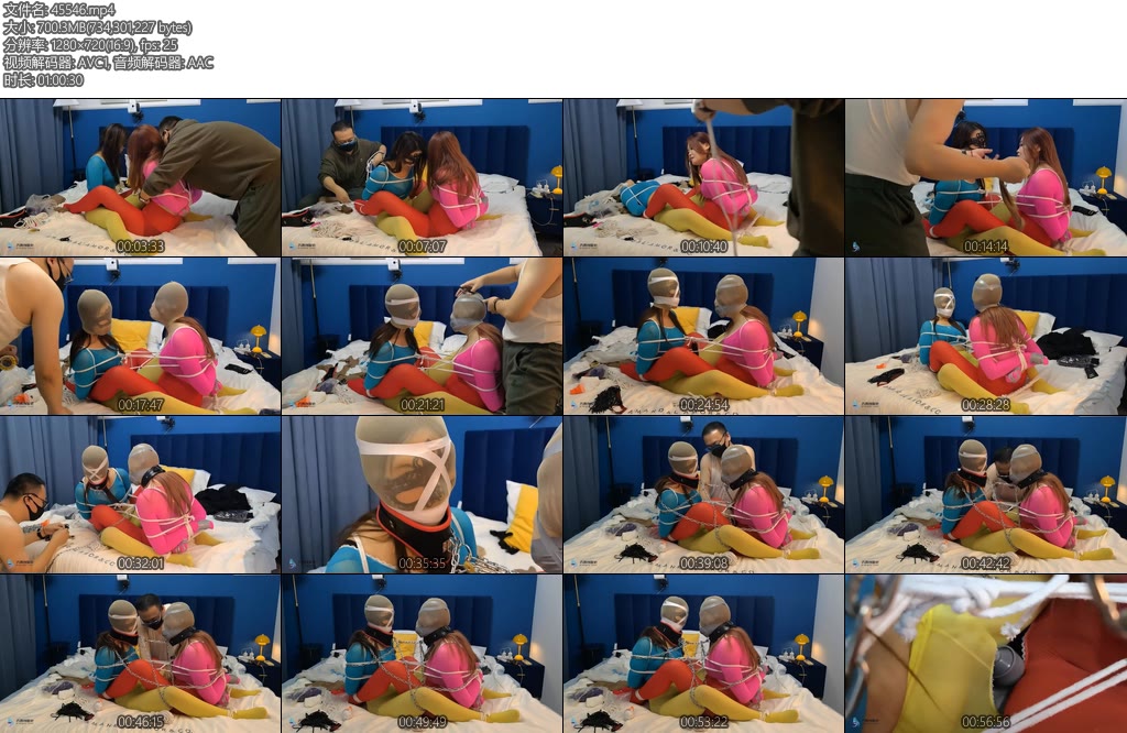 [JS原创] 露楠凌熙双凤缚彩丝捆绑丝袜堵嘴胶带封堵铁链固定放置双人刺激GC-丝依依