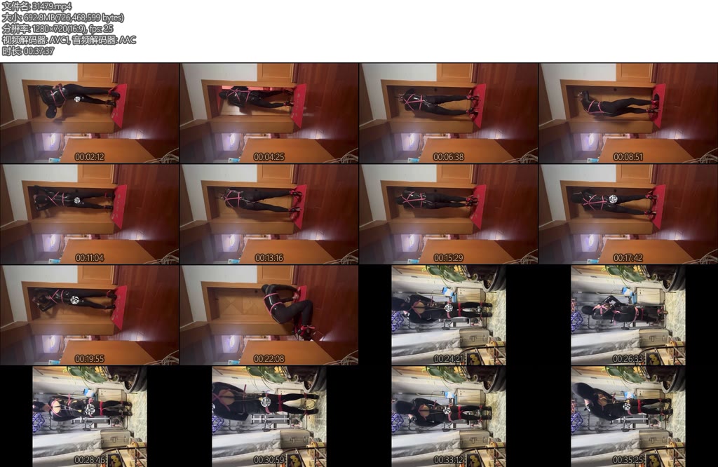 [亚洲绳艺] 定时锁手铐固定自缚罚站-丝依依