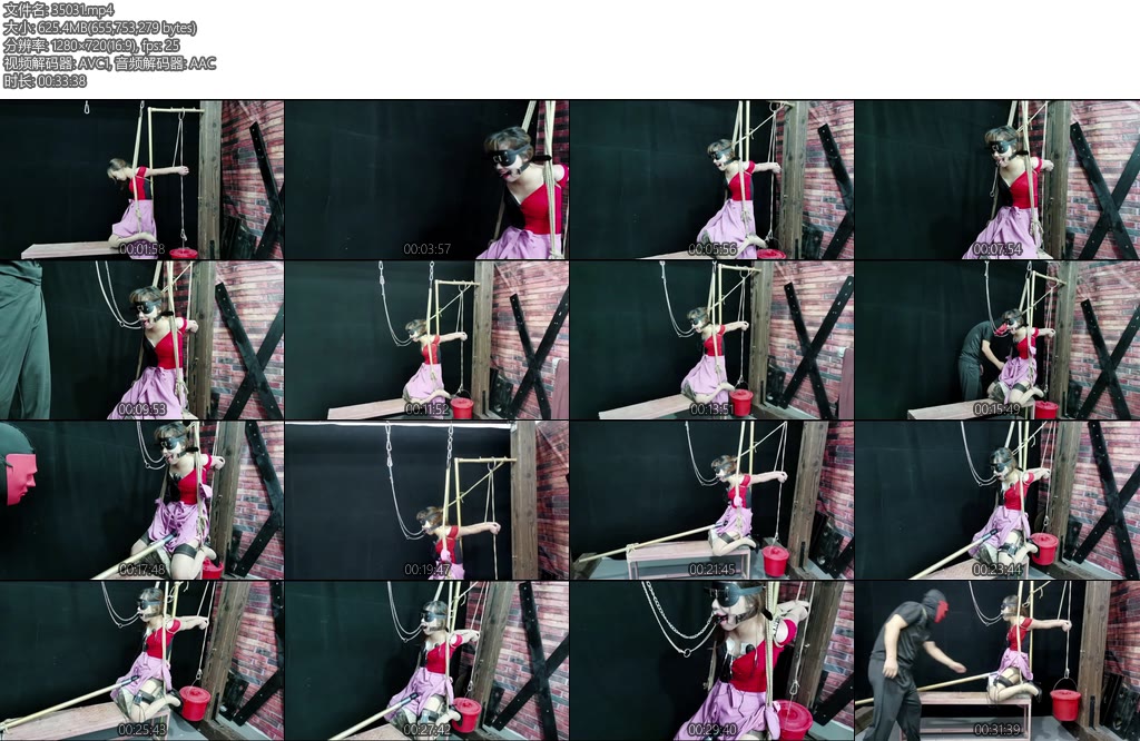 [飞天原创] 将骚奴禁锢在铁y具三角木上本来下面够难受了又将手直臂捆绑用一捅水把手反吊双I头夹上电动L夹下面用快乐棒棒顶住-丝依依