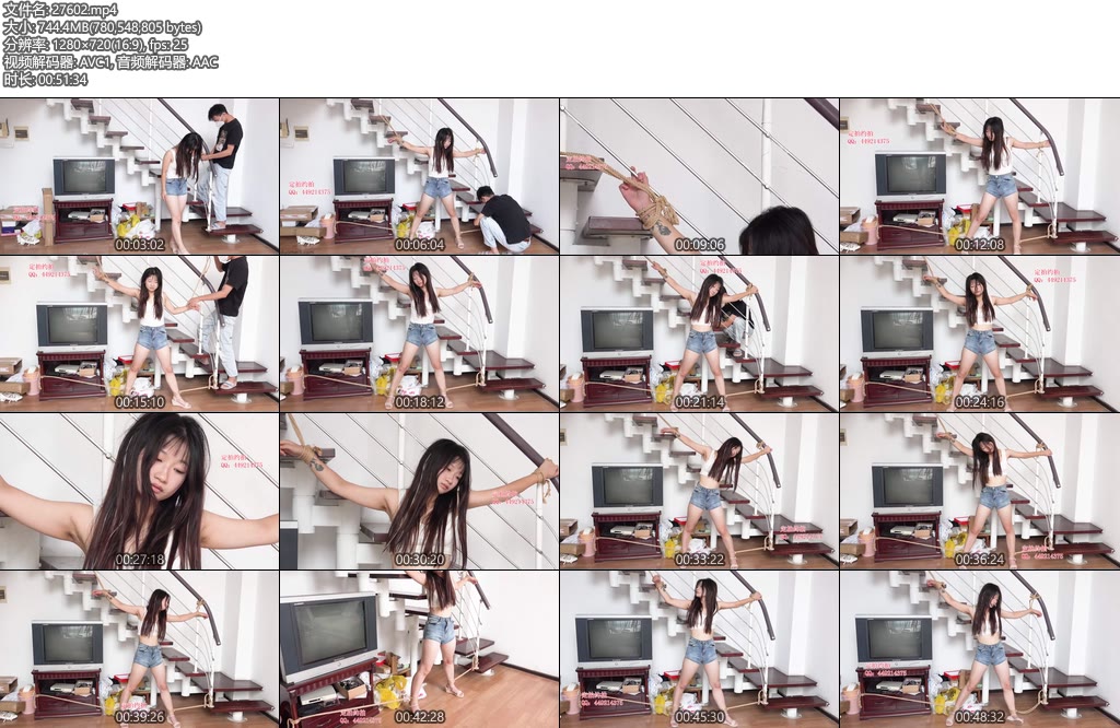 [子衿原创] cici楼梯大字捆绑挣扎-丝依依