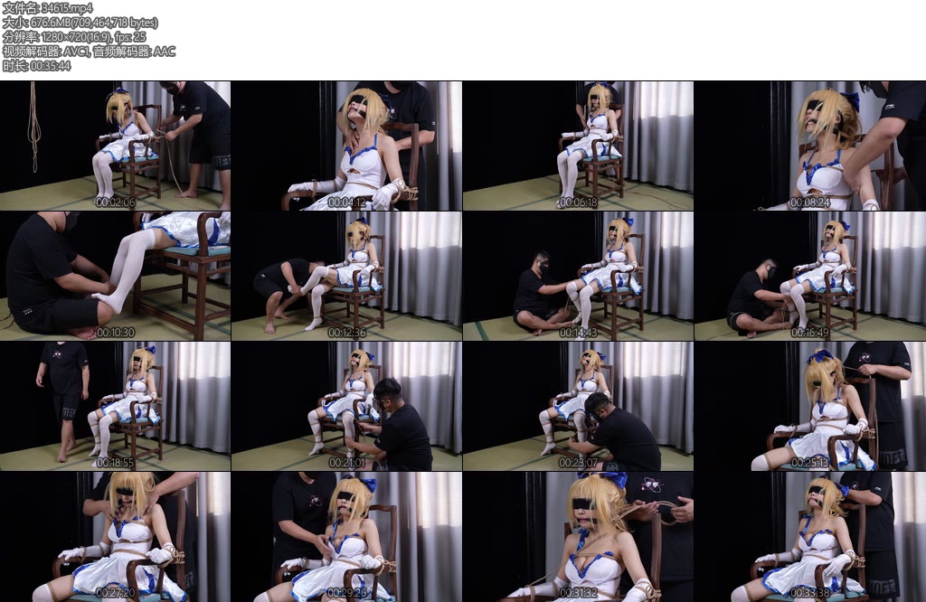 [象人原创] 小0SaberLily被蒙眼勒嘴固定在椅子上面接受可能出现的各种干扰-丝依依