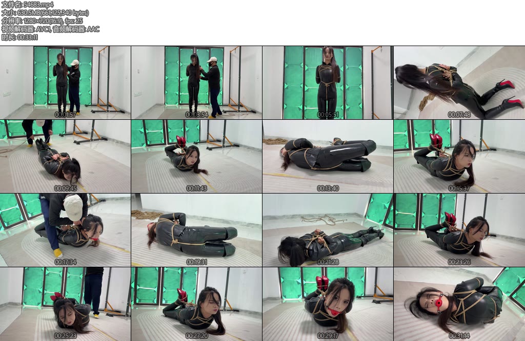 [冰悦原创] 13公分红底过膝长靴皮衣皮裤股绳后高手紧缚极限驷马大号口球长时间放置-丝依依