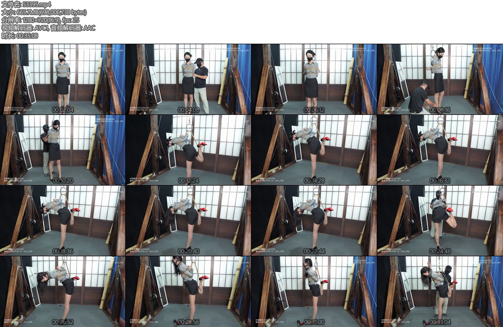 [试炼原创] 气质OL绳缚单脚放置超薄肉丝12cm红底高跟防吐马具口球踮脚-丝依依