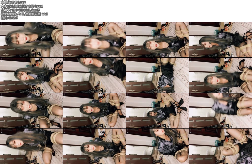 [亚洲绳艺] 同好约绳美艳伪娘 口环 盘腿被高跟鞋戳了好几下，好痛-丝依依