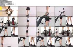 [亚洲绳艺] 手铐脚镣禁锢高跟职业装与强劲棒棒无线TD充气GS及电击器在跑步机上-丝依依
