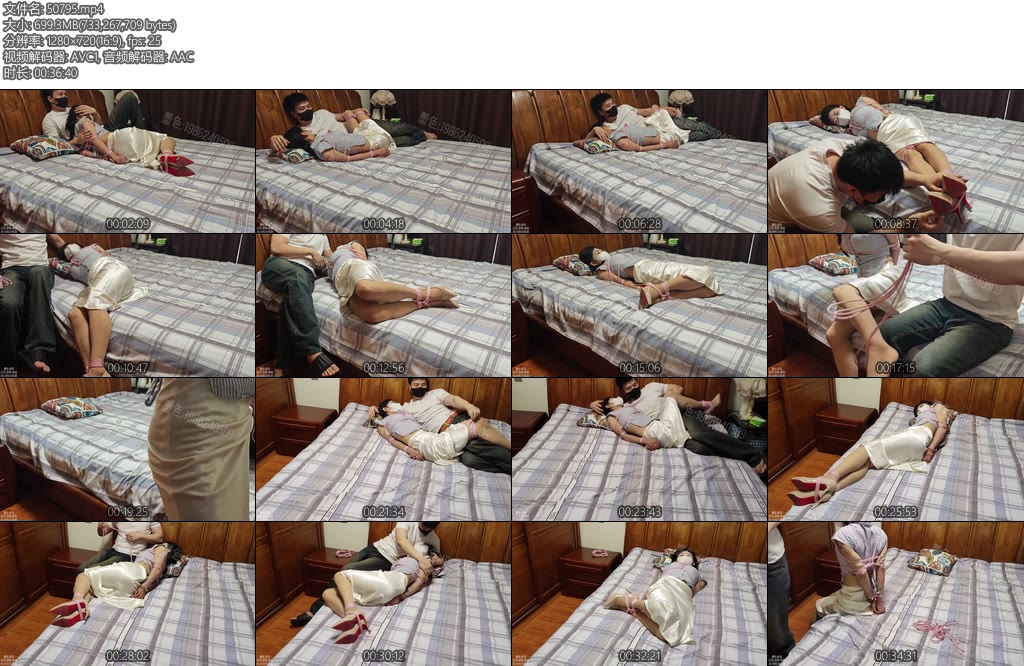 [墨色原创] 真丝长裙高跟鞋床上捆绑聊天-丝依依