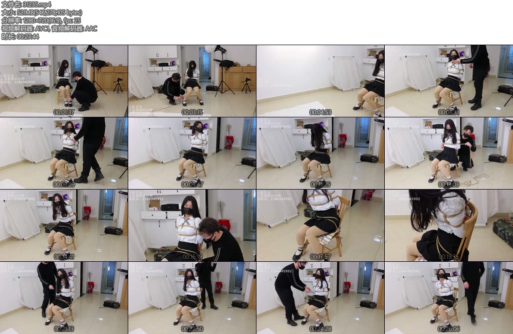 [心悦艺束] 拘束挑战（1）大长腿的屈服肉丝百褶裙的长腿女孩尝试被束缚的自我救赎-丝依依