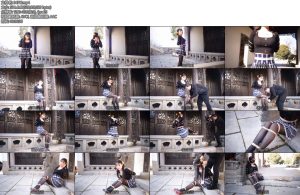 [锐度主张] 嫣儿 户外格裙露脐装双马尾少女景点内捆五花并腿缚-丝依依