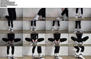 [キキkiki] 福利镣铐纯享kiki黑色瑜伽裤白袜自己戴镣铐被正在工作的主人命令保持姿势和深蹲-丝依依