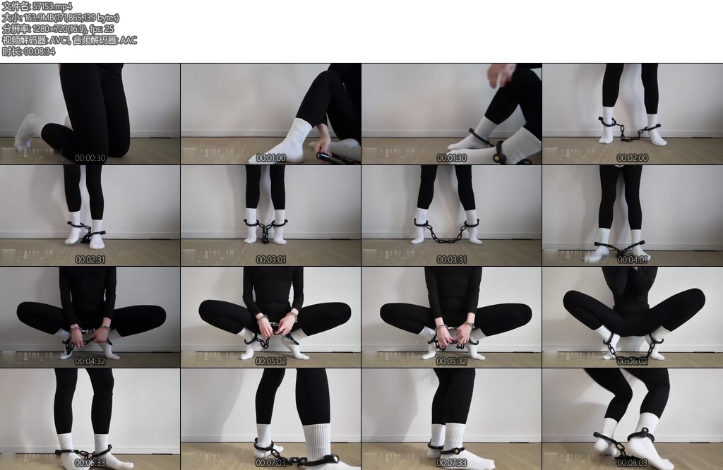 [キキkiki] 福利镣铐纯享kiki黑色瑜伽裤白袜自己戴镣铐被正在工作的主人命令保持姿势和深蹲-丝依依