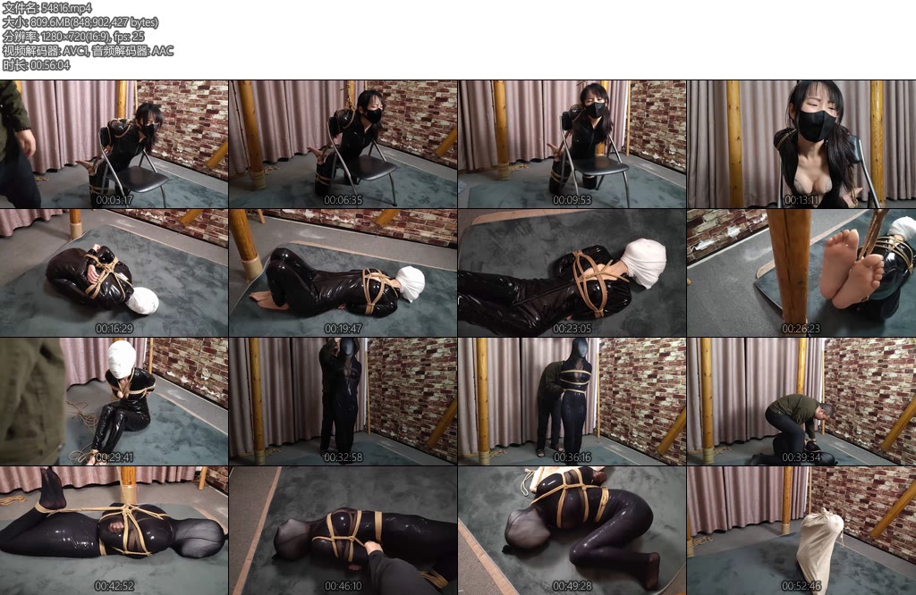 [随心原创] 晓雪胶衣搜查官受难吊绑椅子滚针玩弄酥胸绷带包头黑丝全包丝袜驷马最后装入麻袋里多层包裹-丝依依