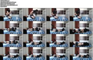 [亚洲绳艺] 真白のPlanC情趣内衣伪娘驷马自缚戴上口球眼罩拘束衣超短裙黑丝长筒袜-丝依依