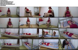 [新月原创] 性感红色泳装座椅捆绑大字铐口球堵嘴红丝带蒙眼的妹妹简直不要太性感ZDB的声音夹杂着妹子稚嫩的音乐让人心旷神怡-丝依依