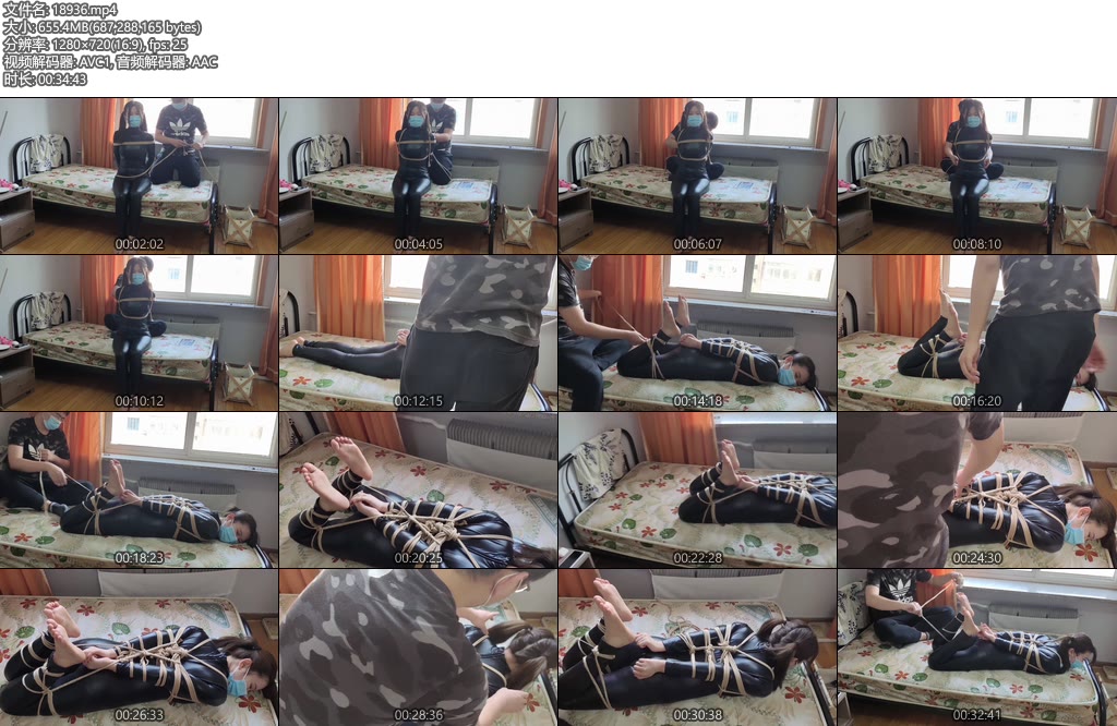 [WN原创] 做过车模的新人乖巧妹子语希的初次捆绑体验，欧式超紧分腿驷马-丝依依