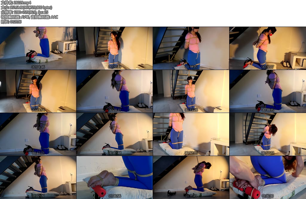 [吴越原创] 楼梯下的美少女惩罚游戏晴子性感瑜伽裤后高手股绳半吊痛苦的60分钟跪缚放置-丝依依