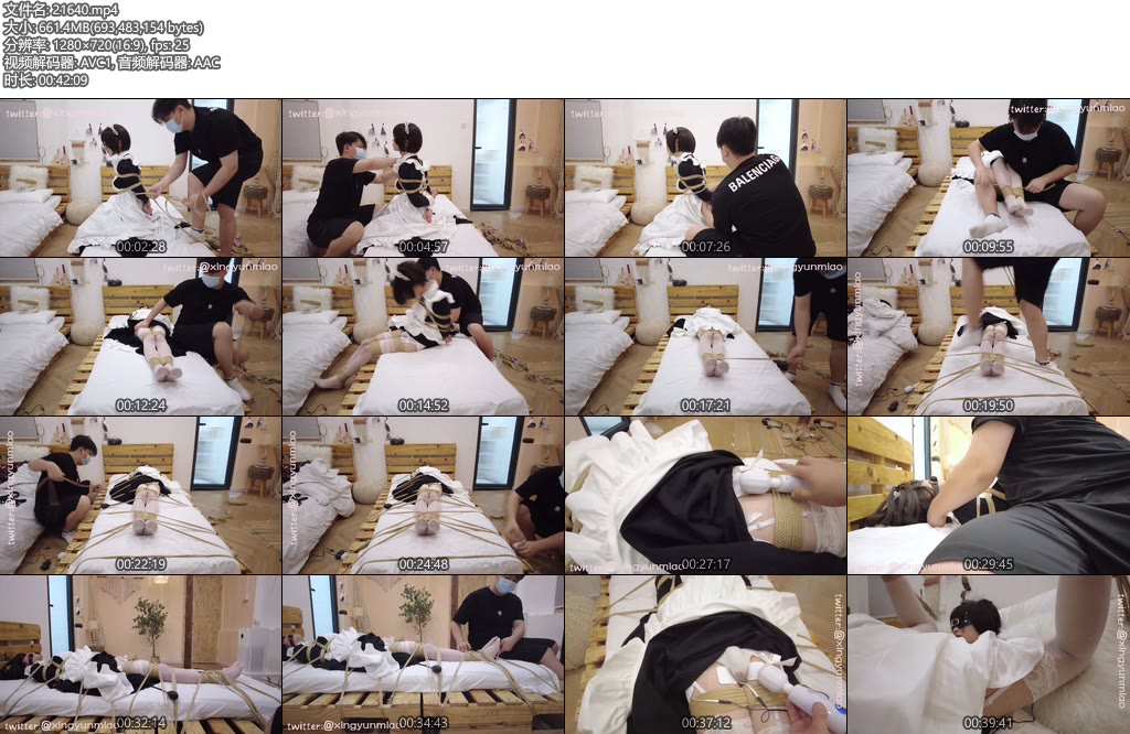 [鹿脚与猫爪] 紧缚女仆榨汁续集 全身固定木床紧缚吊开腿-丝依依