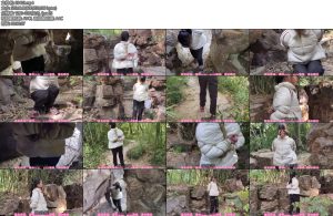 [束心原创] 星星羽绒服五花捆绑脚镣马具口球公园假山捆绑行走-丝依依