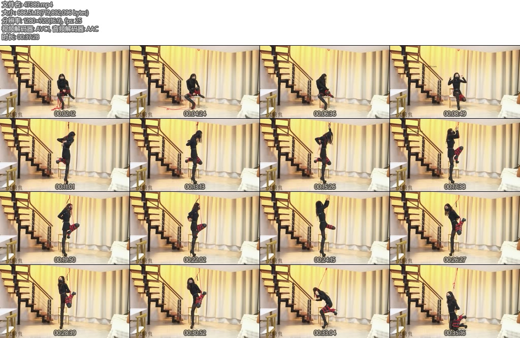 [一只萌熊] 高跟单腿项圈勒脖罚站皮带自缚-丝依依