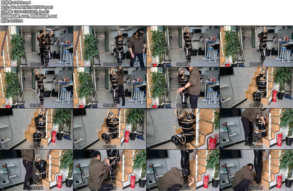 [JS原创] 小安黑胶衣全身紧缚吊-丝依依