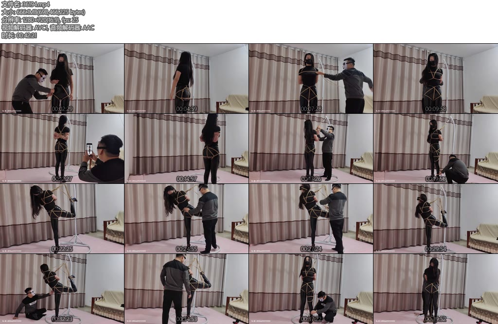 [素人原创] 美女裤里丝袜皮裤细跟高跟鞋股绳后高手超级难受单腿吊缚放置展示-丝依依