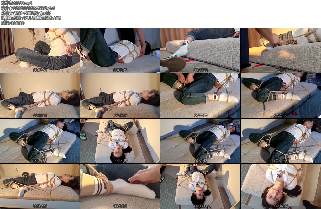 [吴越原创] 长腿眼镜学姐文静白衬衣花式仰面缚虐（第一季）极限禁锢挠白袜玩肚脐与虐舌文静扭出新花样-丝依依