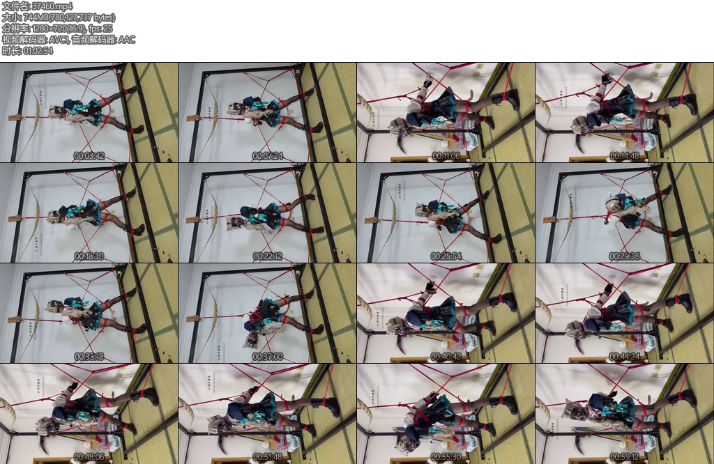 [坎喵原创] cos琳妮特强制分腿后手直臂吊缚强制罚站强高长时放置脱缚失败-丝依依