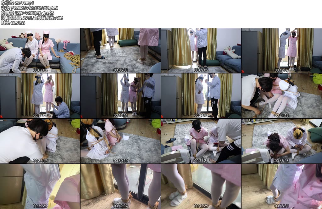 [荷仙原创] 荷仙少女 白衣粉衣护士姐妹的双白丝惩罚游戏要求必须手触碰到身体的任何部位的时候进行躲避躲避不及就要挨收拾-丝依依