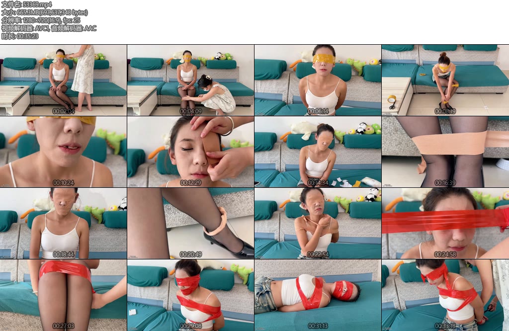 [梦川原创] 美女模特体验各种胶带捆绑-丝依依