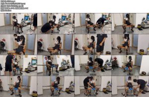 [欢乐谷] 黑丝美人放置强高 一个新的固定强高放置绑法，先固定在板凳上之后，然后再把双腿固定在后面的杠杆上面，这样的结果就是m的下面基本是无法动弹，-丝依依