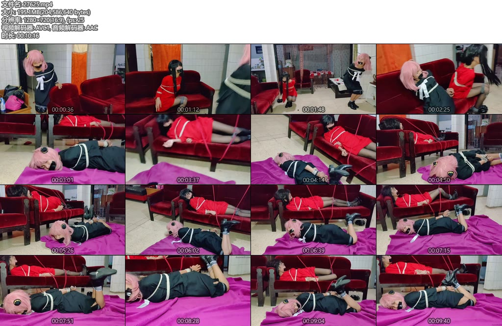 [亚洲绳艺] Yor和Anya被绑在一起被迫穿着高跟鞋跳起来共同努力逃脱黑丝袜赤脚挣扎各种束缚-丝依依