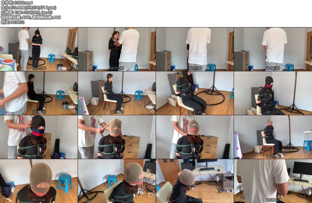 [WN原创] 新妹子诗雅的丝袜套头的闷绝高手缚，多重堵嘴，崩溃挣扎-丝依依