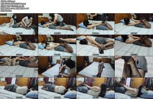 [墨色原创] 欣欣渐入佳境 OL短裙黑丝并腿简单驷马挣扎挠脚tk足底特写黑丝特写-丝依依