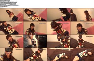 [亚洲绳艺] 樹花凜水手服皮革单手套皮革拘束衣开口枷蒙眼拘束体验-丝依依