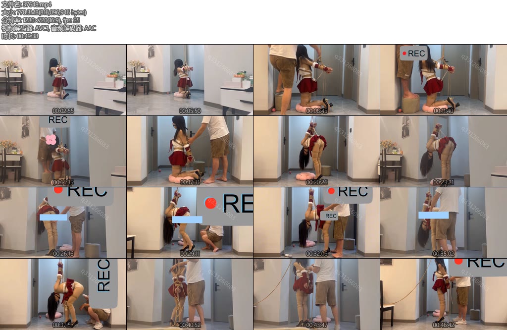 [欢乐谷] 调教圣诞礼物深度版 一只被捆绑好的圣诞礼物，跪缚，欧式后手缚，静静的在哪里挣扎-丝依依