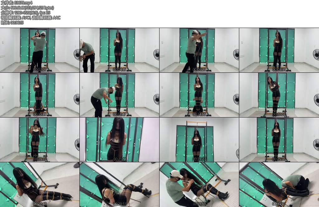 [冰悦原创] 过膝长靴女王装全身束缚站立放置胶带封嘴挣扎-丝依依