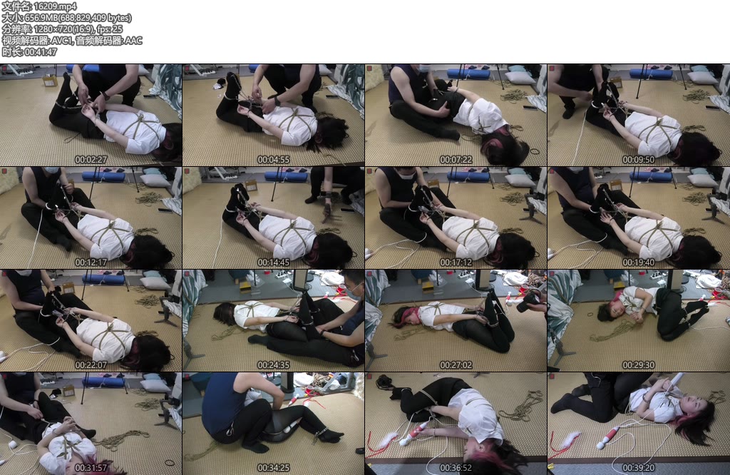 [绳之韵] 小九妹微剧情悲催的女保安（第四集）入室绑架，手铐、脚镣、拇指铐-丝依依