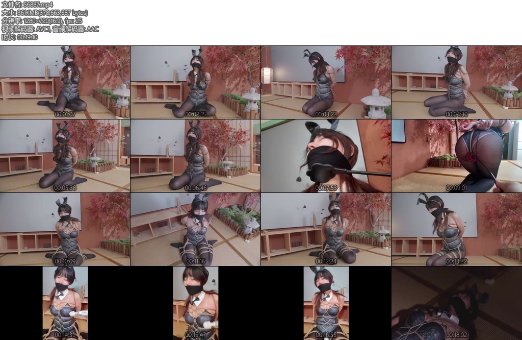 [波丝姬] 龟甲缚绑架拍打震动刺激黑丝兔女郎-丝依依