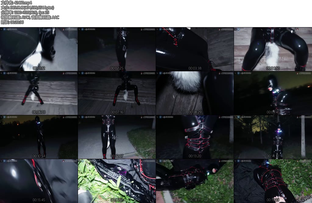 [JIOJIO原创] 乳胶衣单手套皮带衣公园户外散步长椅放置郊狼电击内置TD震动钢S调教-丝依依