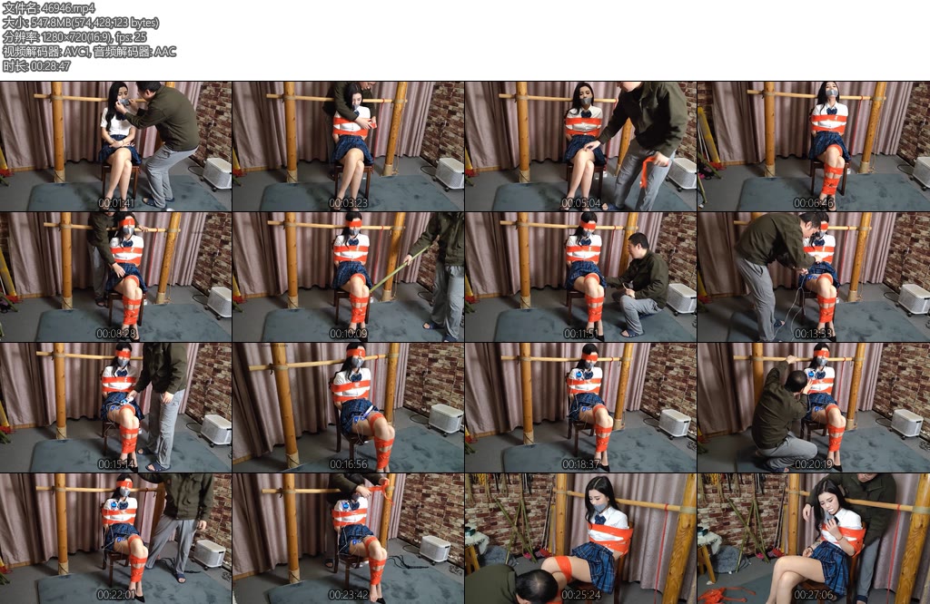 [随心原创] 江奈被调叫的JK女全身胶带缠绕白布胶布嘟嘴电贴片-丝依依