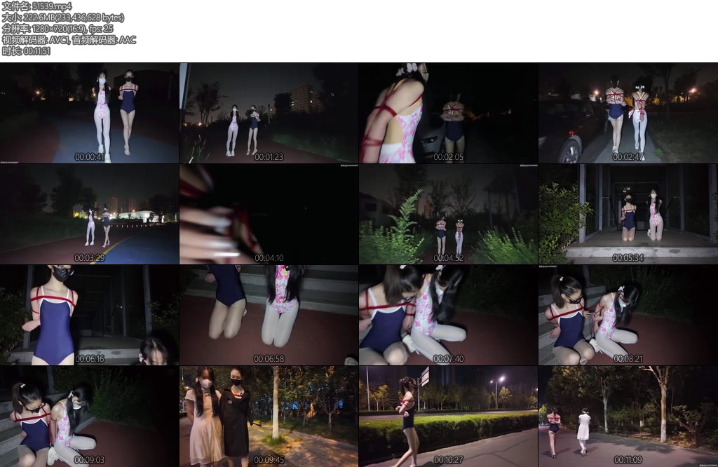[长颜草] 梦婷霜喵姐妹双人泳衣捆绑公园夜出御姐与萝莉也是梦婷首次外出视频结束了还要绑着回家-丝依依