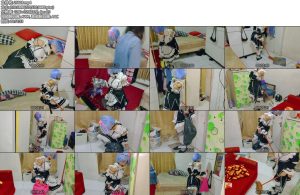 [亚洲绳艺] cos特辑女仆rem被绑住被迫打扫屋子雇主将手脚绑在一起用球捂住嘴-丝依依