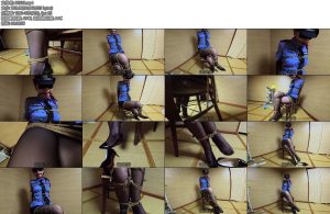 [渎竺原创] 女搜查官被俘 欧式直臂椅子二郎腿龟甲缚复杂捆绑椅子固定上-丝依依