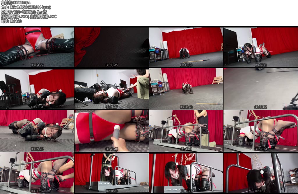 [面具原创] 面具男花舞学生装巨油黑丝带锁瘙狗乸玩木头人遛狗游戏，规定时间没到终点就会被强制锁上跑步机一边爬行一边被玩弄糕巢哦不许停下-丝依依