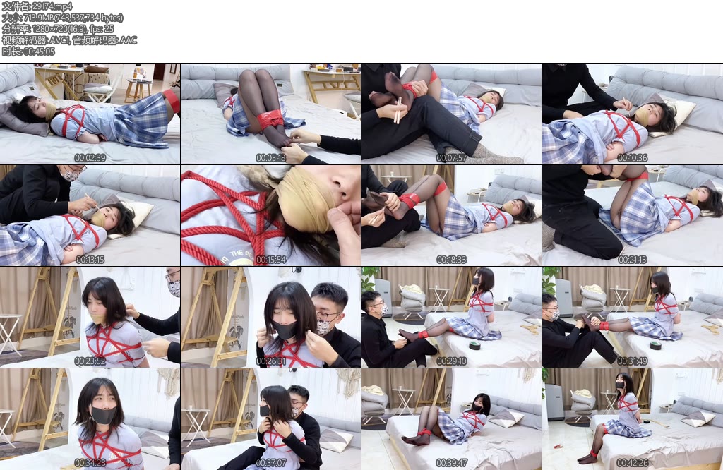 [默示录] 缚艺录 新模小洛的绳艺日记（1）用粉色内裤堵嘴后勒上一条丝袜全程挠痒痒结束后内裤已经沾满口水-丝依依