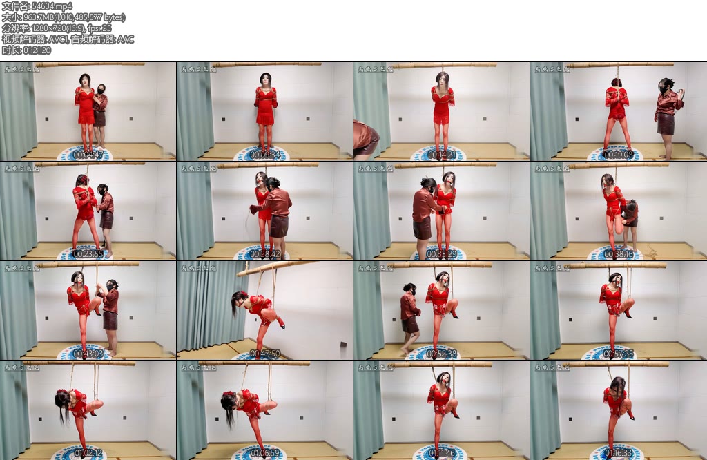 [美曦原创] 紧缚榨汁训练篇紧缚红色蕾丝新娘上固定脚铐蛇鞭5.5口球堵嘴穿着高跟鞋半个小时的单腿吊绑放置榨汁训练红色蕾丝连衣裙-丝依依