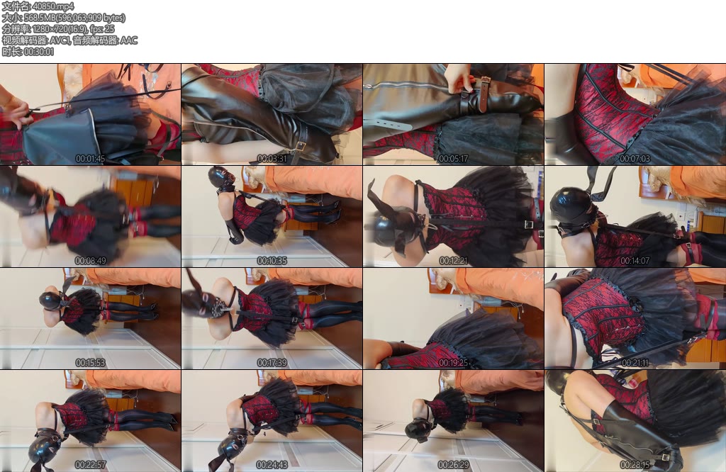 [魅影朦胧] 黑胶头套皮手套被绑着双手双腿的无奈挣扎-丝依依