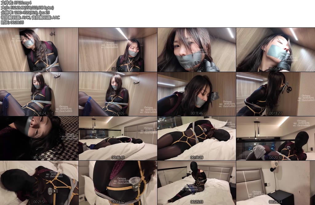 [Chrisgag] X猥琐彪叔陷入危险的壁虎女下丝袜捆绑自缚丝袜堵嘴蒙嘴橱柜放置全包头套-丝依依