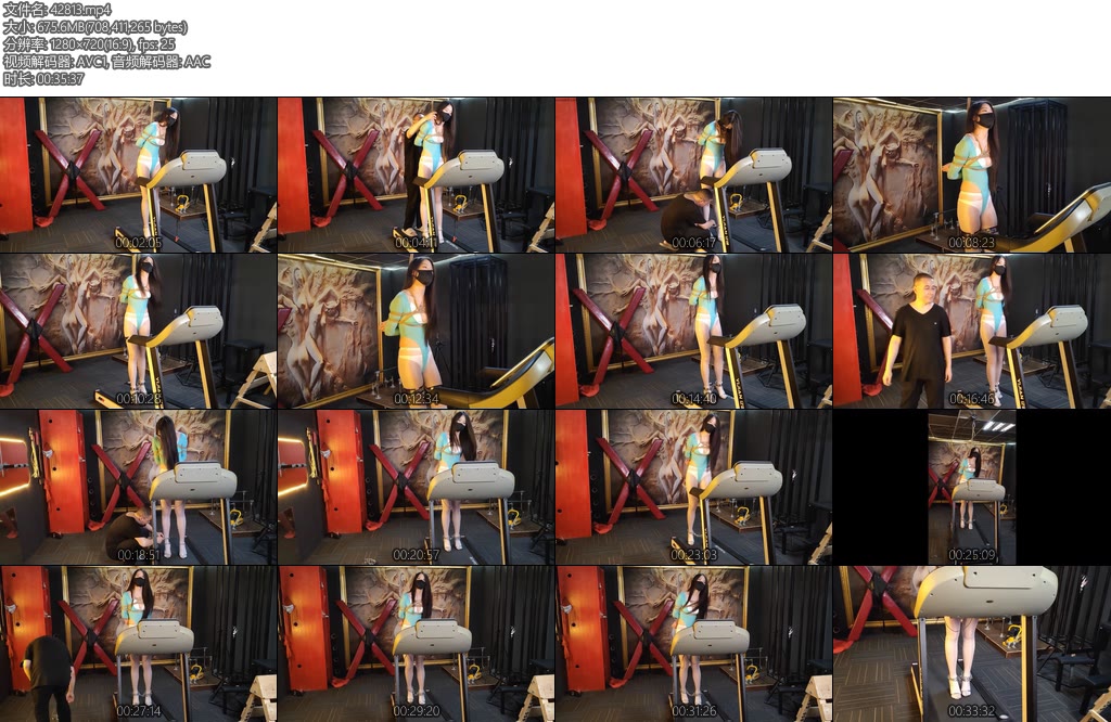 [随心原创] 杨蕊白丝体操服重镣跑步机体验-丝依依