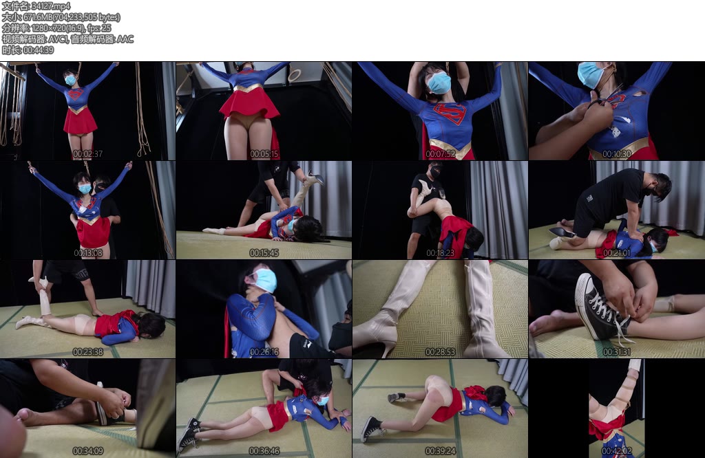 [象人原创] 嗷嗷女超人被虐记拉伸虐腹倒吊囚禁-丝依依