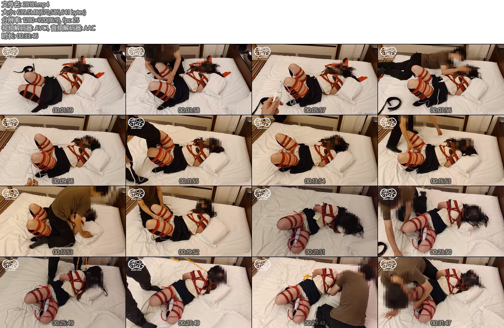 [亚洲绳艺] 茶セーラー服の女の子が全身緊縛されて電マ快楽責めされる-丝依依